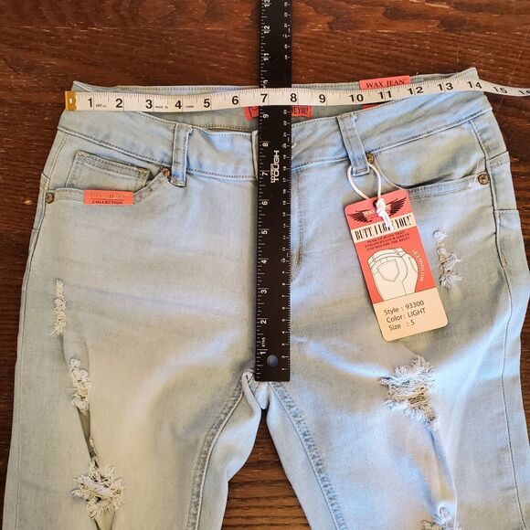 NEW Wax Jean Collection Size 5 Los Angeles Skinny Jeans Light Wash Distressed - Picture 4 of 16